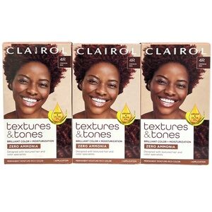 3 Clairol Textures & Tones 4R Crimson Red, 2 oz. Hair Dye, Permanent Hair Color